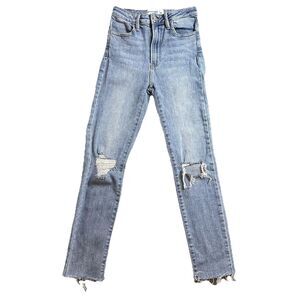 Just Black Denim Womens 24 Skinny Jeans Light Blue Distressed Made In USA EUC